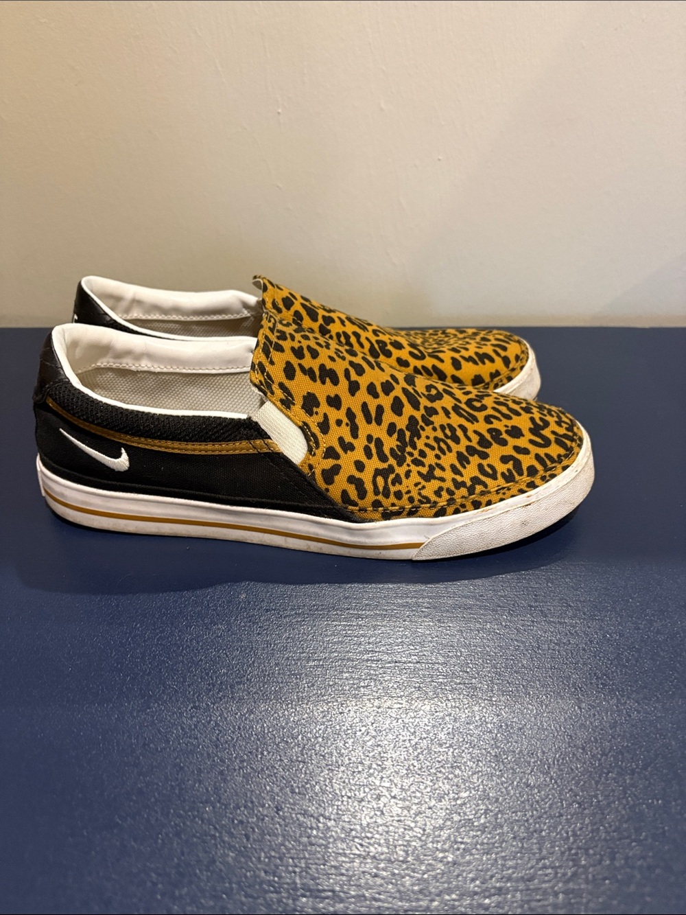 Nike Women's Slip-On Leopard Print Loafers - Yellow/Black